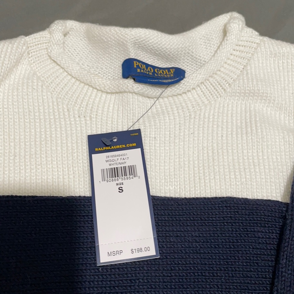 White navy RL sweater